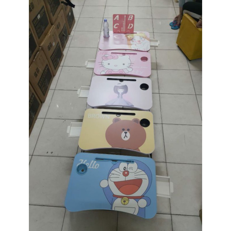 Meja Belajar Lipat Laci / Meja Laptop Polos Motif / Meja Belajar Anak Lipat