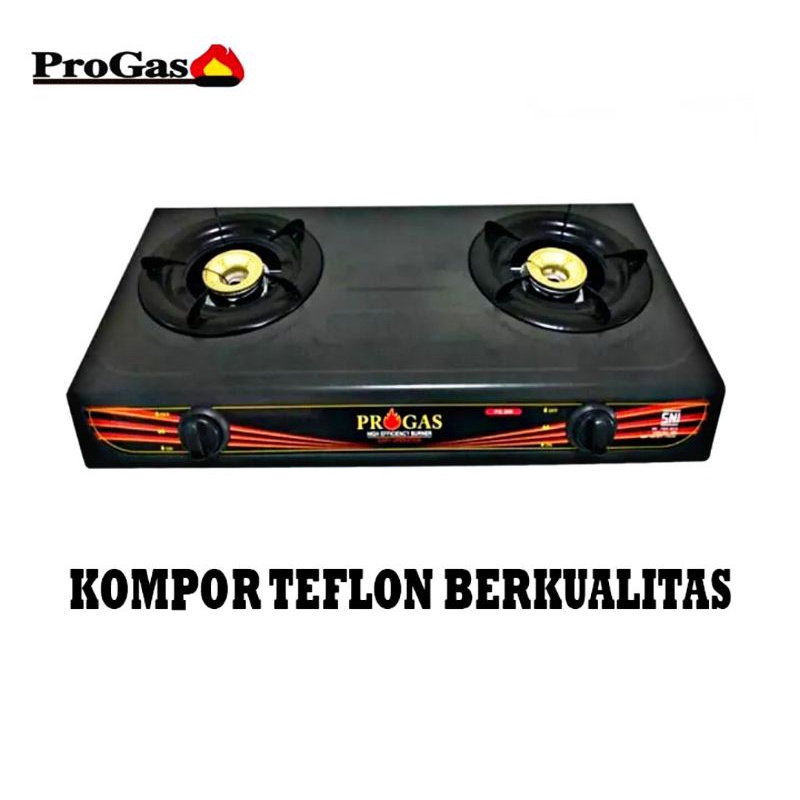 Kompor Gas 2 Tungku PROGAS Ceflon Warna Hitam / Kompor Hitam Harga Rakyat