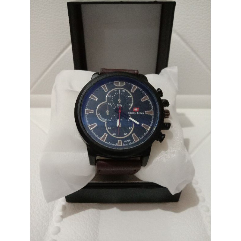 Jam Tangan Pria kulit Mewah Elegan Simpel  Cowok Keren Free Box