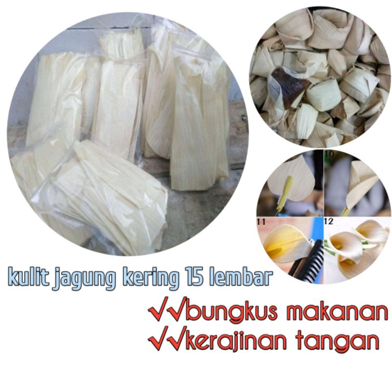 kulit jagung/klobot jagung kering halus 15 lembar
