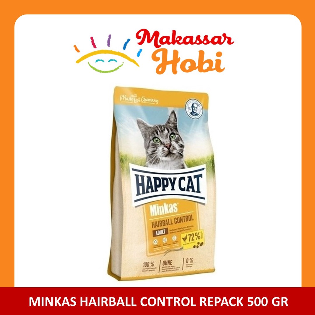 Makanan Kucing untuk Hairball Control Minkas Happy Cat Repack 500 gram