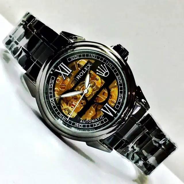 Jam Tangan Pria Rolex Classic Chain Skeleton  S778 FullBlack