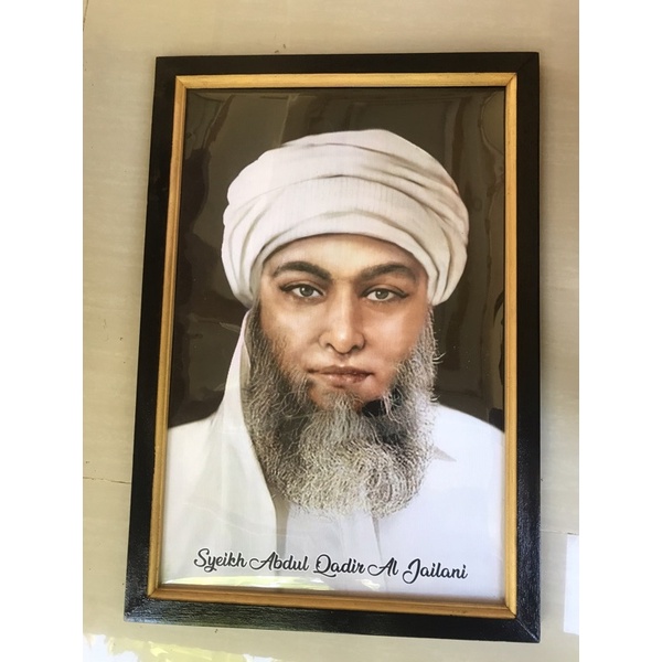 Hiasan dinding cetak poster gambar syekh abdul qadir al jailani plus bingkai uk35*52