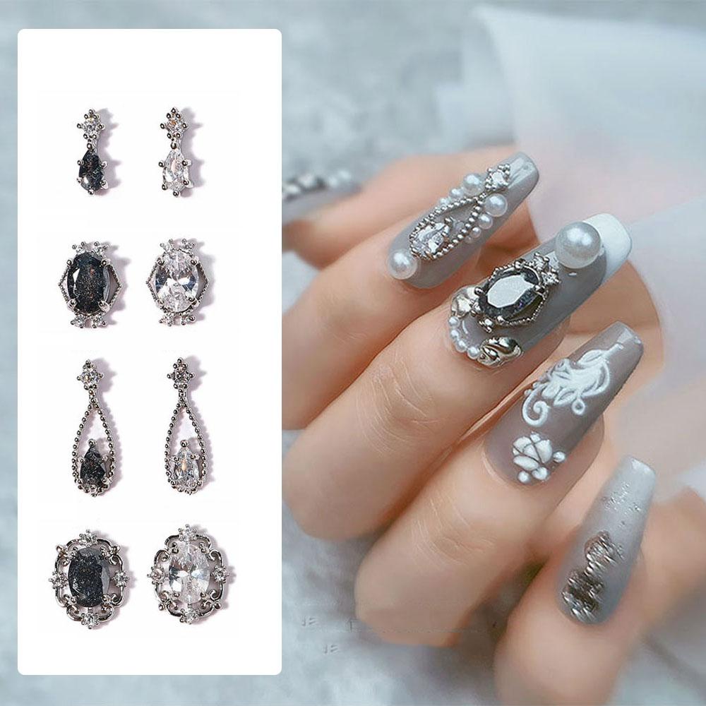 Agustina Nail Art Perhiasan 1PCS Bunga Kristal Zirkon Rantai Kuku Rhinestones