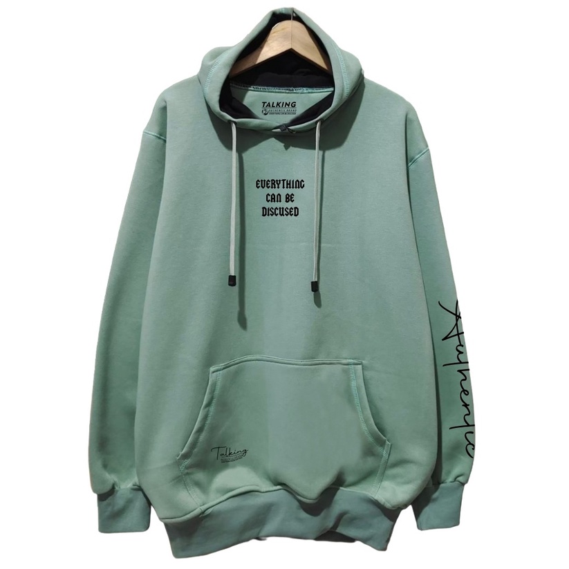 Hoodie Pria Distro Aesthetic Dua Varian Simple Jaket Hodie Ori Talking Sweater Hudie Warna Hijau Mint