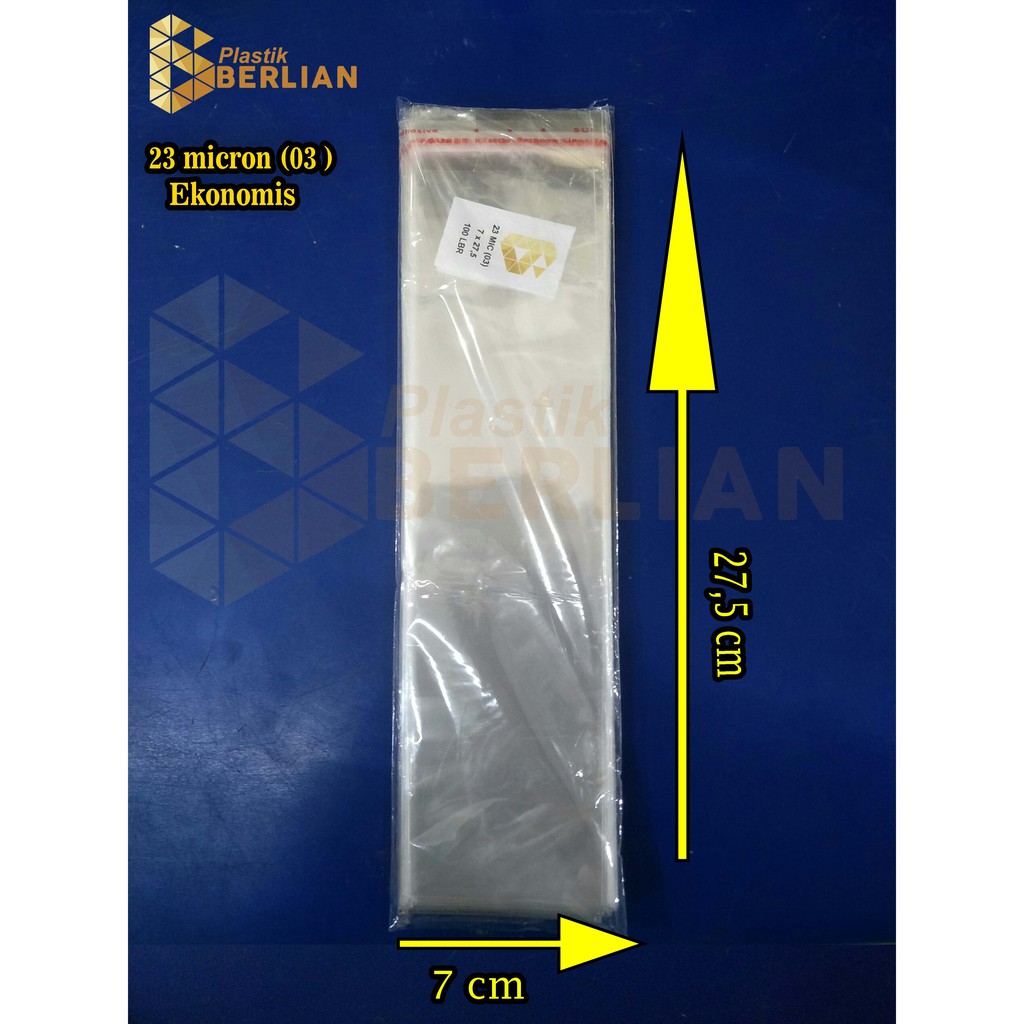 

7 x 27,5 cm Plastik OPP EKONOMIS 23micron (100 lbr) (lem/seal)