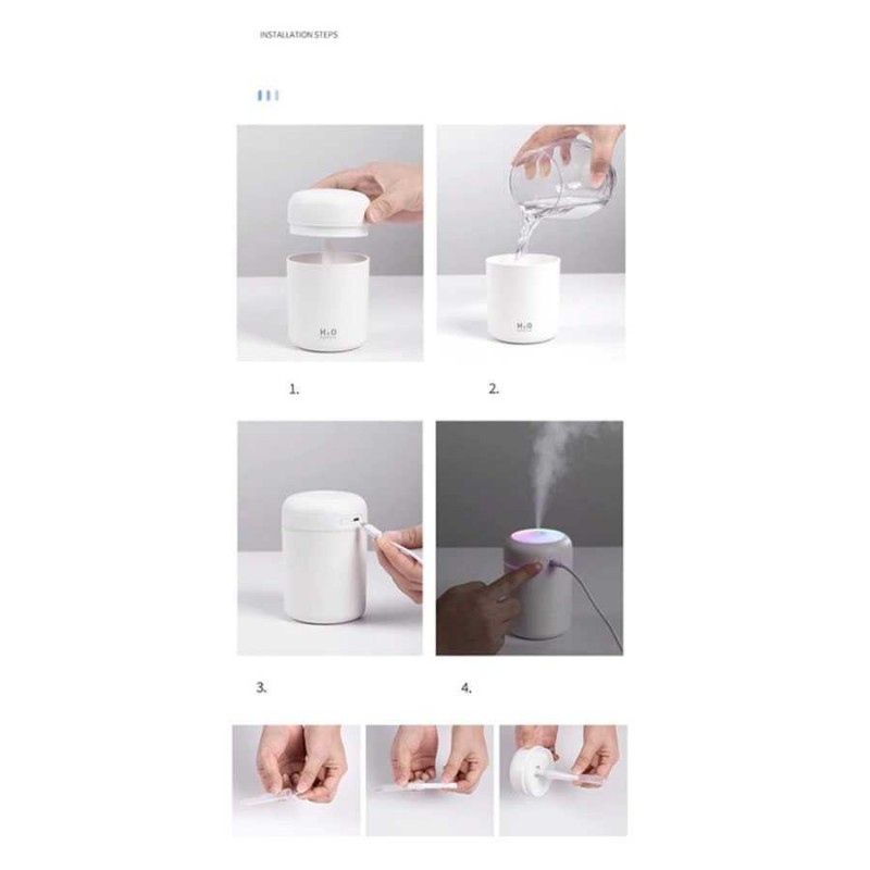 Humidifier Mini Purifier Pelembab Pembersih Udara Mobil 300ml USB LED