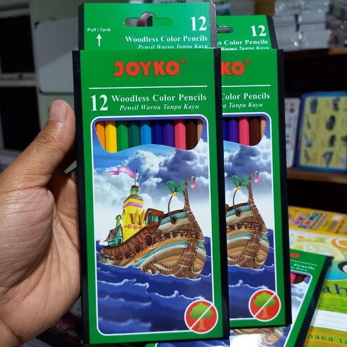 Joyko Pensil Warna Panjang Set 12 Warna Tanpa Kayu Murah