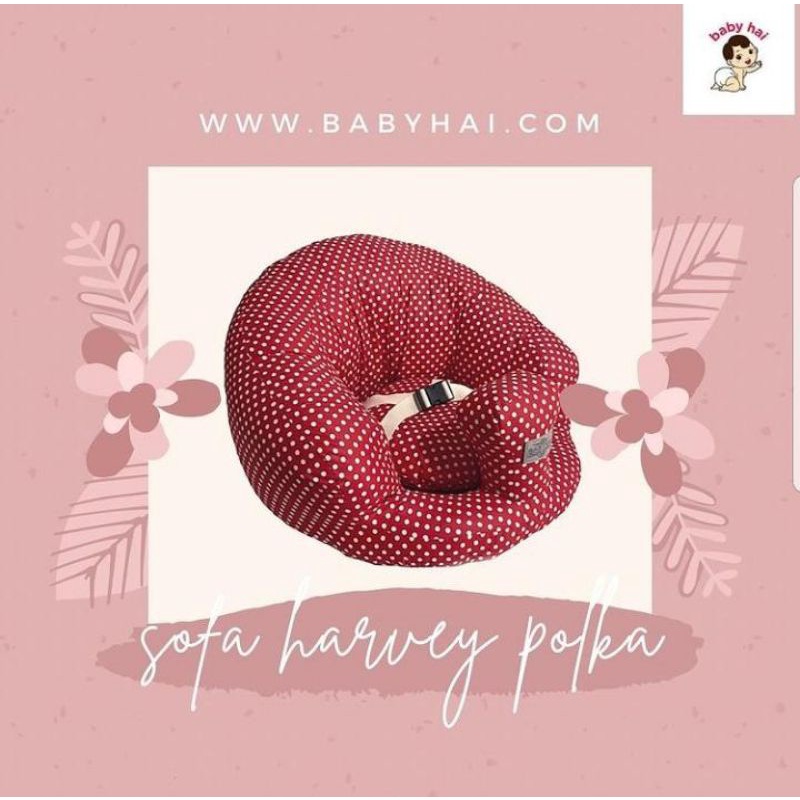 Baby hai kursi sofa harvey polkadot bayi belajar duduk bahan kain dengan gesper / penahan