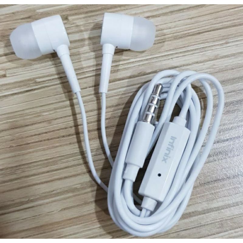 Headset Handsfree Infinix White Ori New Packing Plastik Klip