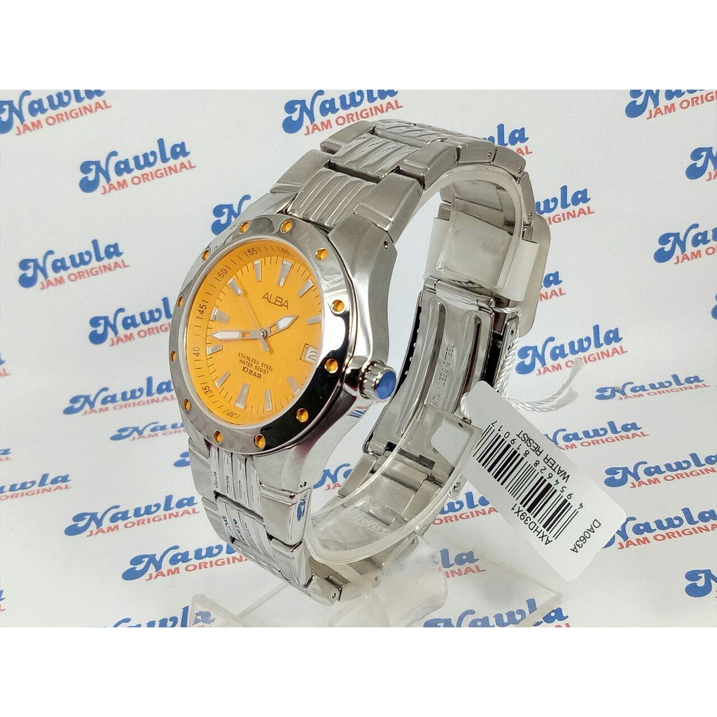 Alba AXHD39X1 Quartz Orange Dial Lumibrite - Jam Tangan Pria AXHD39