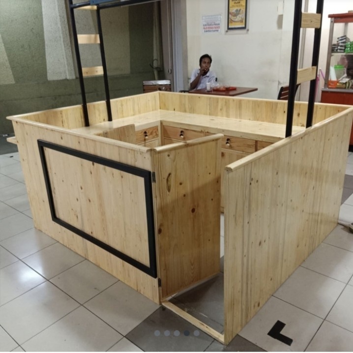 Jual Meja Booth Stand Jualan Makanan Minuman Kayu Jati Belanda Meja