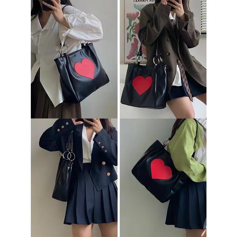 [PO] 하늘 Haneul Heart Tote Bag | tas besar gaya korea motif hati aesthetic santai