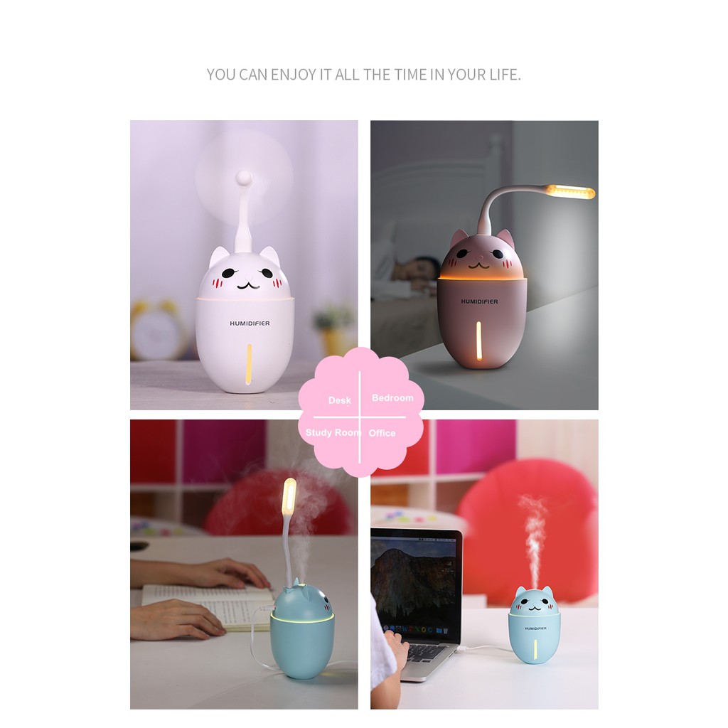 Humidifier Diffuser Adorable Pet Cat 3 in 1 - USB Pelembap ruangan kucing