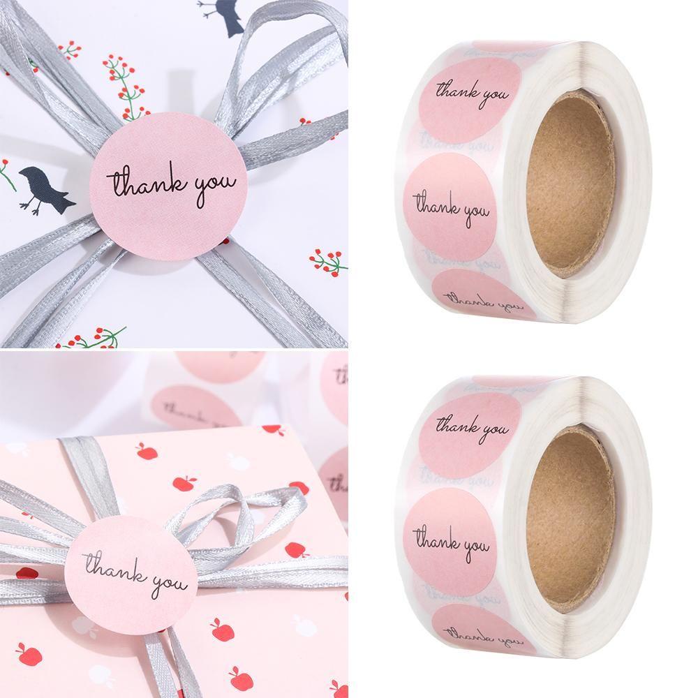 PREVA 500pcs Sticker roll Party Supplies Round Decoration Pink Stickers