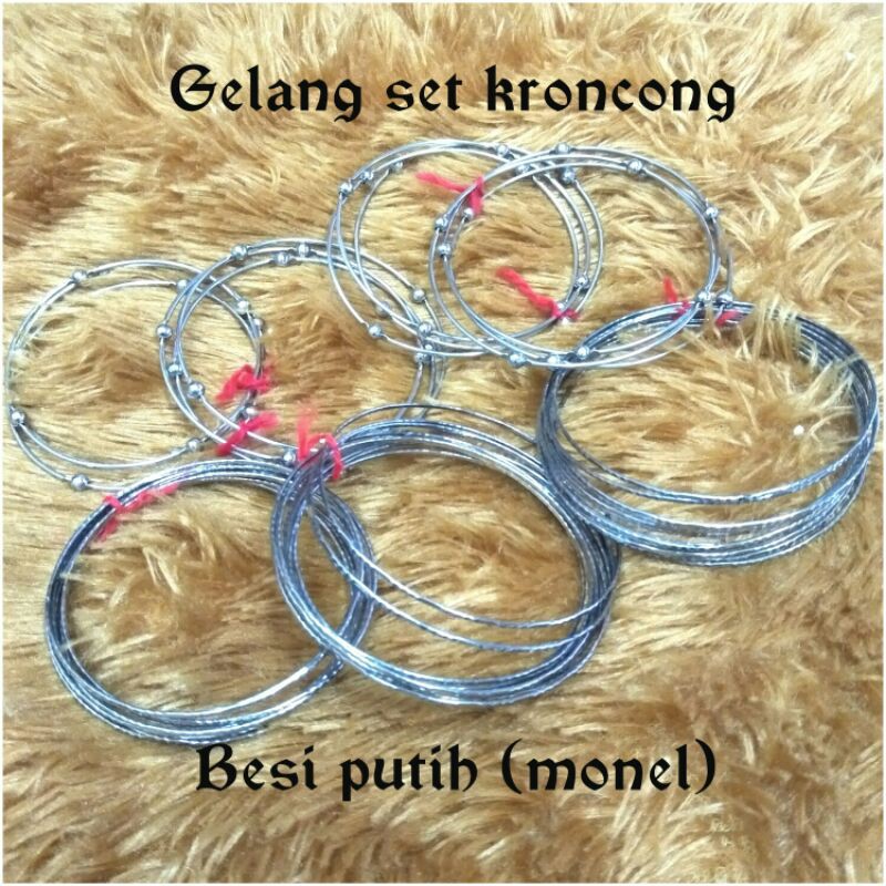 Gelang set kroncong besi/baja putih (monel)