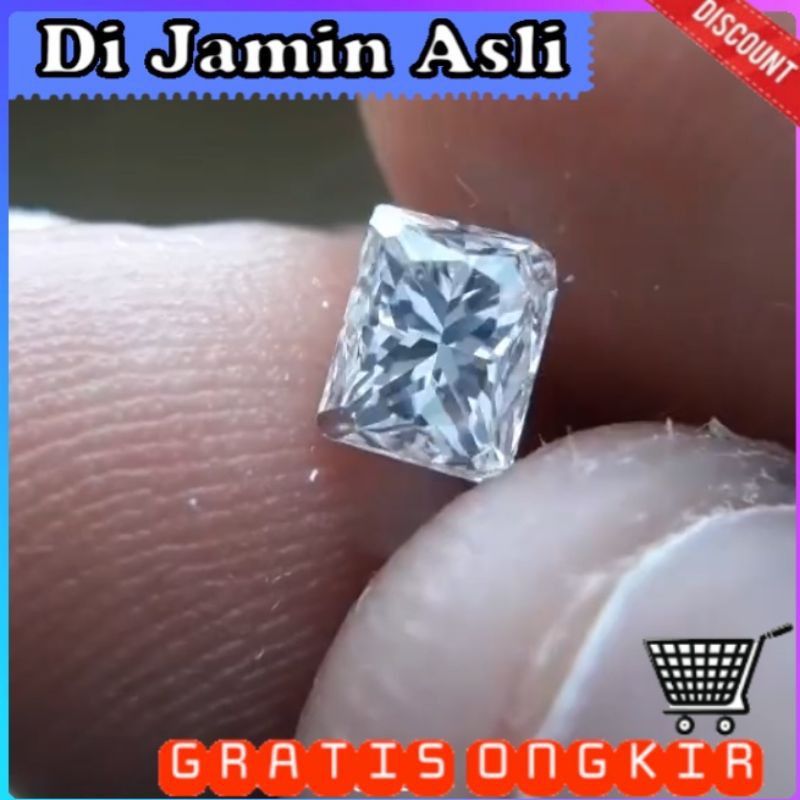natural berlian putih persegi putih asli alam diamond bukan batu bacan akik safir ruby zamrud cincin