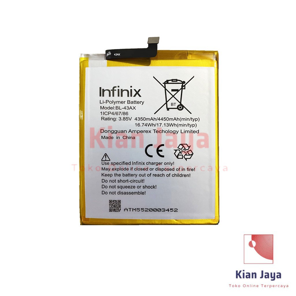 Baterai Infinix Zero 5 / X603 / BL-43AX Batre Batrai Battery Hp BL43AX Original