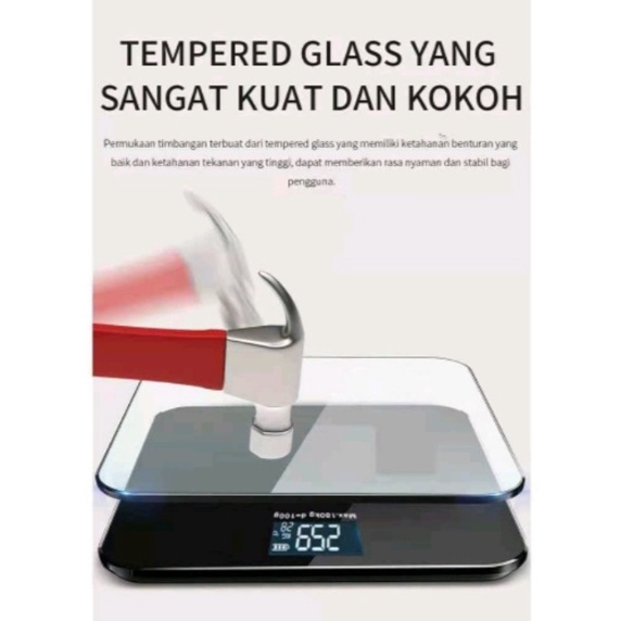 timbangan badan digital usb 26x26 cm 180 kg lcd anti pecah free buble wrap