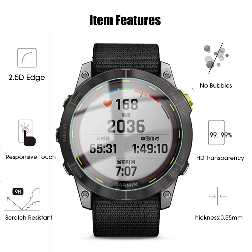 1pc Film Pelindung Layar Tempered Glass HD Transparan Ultra Tipis Anti Gores Untuk Smartwatch Garmin Enduro 2