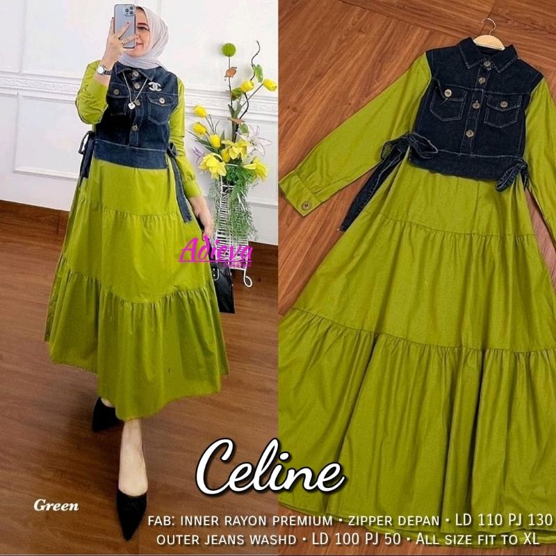 Gamis/Dress All Motif Alila Stacy Livy/Livina Almera Pretty Helina Flavio Erella Fiolin Gressy Miloa Jelio Amaris Sabrina Vidya Areola Talia Machio Zolla Geisya Gladis Eldora Morea Angeli Celine Adieva Matt Rayon Viscose-Celine green