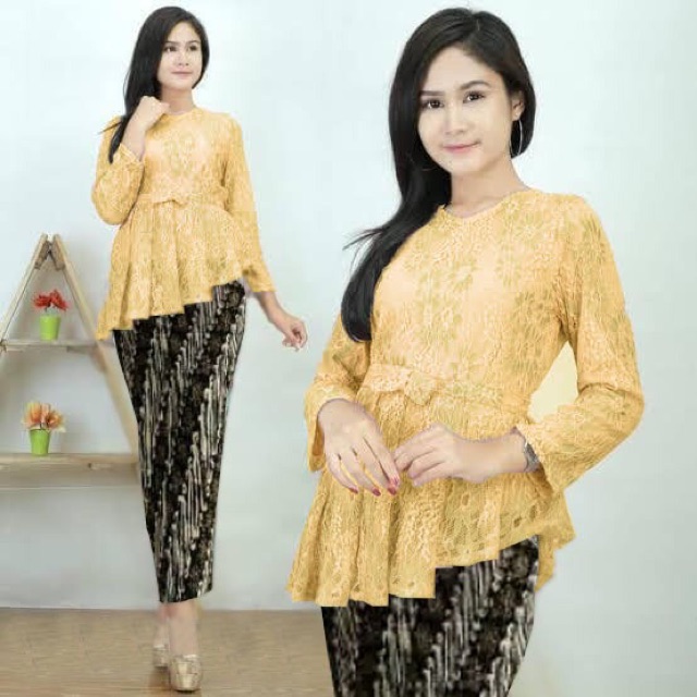 [FLASH SALE ] SET KEBAYA SRIKANDI KEBAYA BRUKAT CORNELI GLITTER ROK PLISKET ROK PRISKET 4 WARNA-1