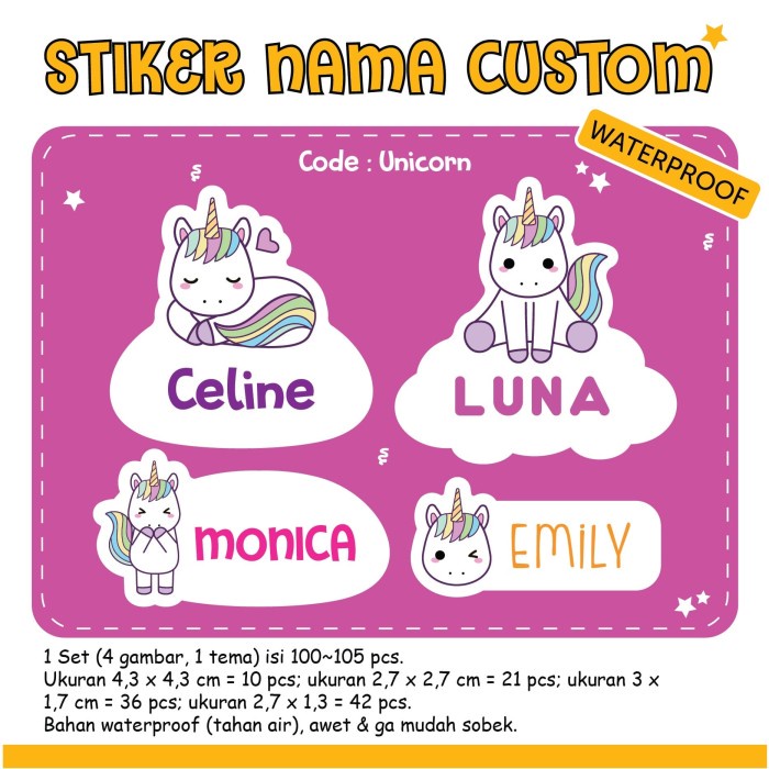 

(BISA COD) Stiker Nama Anak Custom / Label Nama Anak Murah Custom