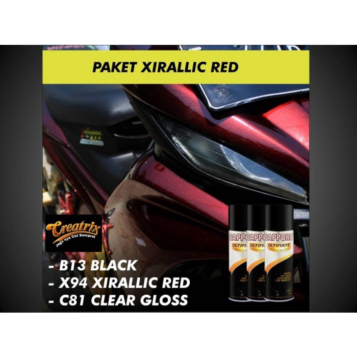 Paket Cat Semprot SAPPORO ULTIMATE X94 Xirallic RED ekonomis