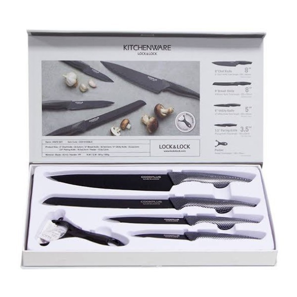 LocknLock Exclusive Cookplus Knife Set Black &amp; Pastel