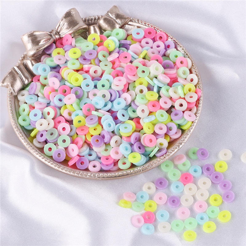 30G/Tas 800 Pcs 6Mm Datar Bulat Polimer Resin Tanah Liat Manik-manik Chip Disk Spacer Longgar Buatan Tangan Manik-manik untuk DIY Membuat Perhiasan Gelang