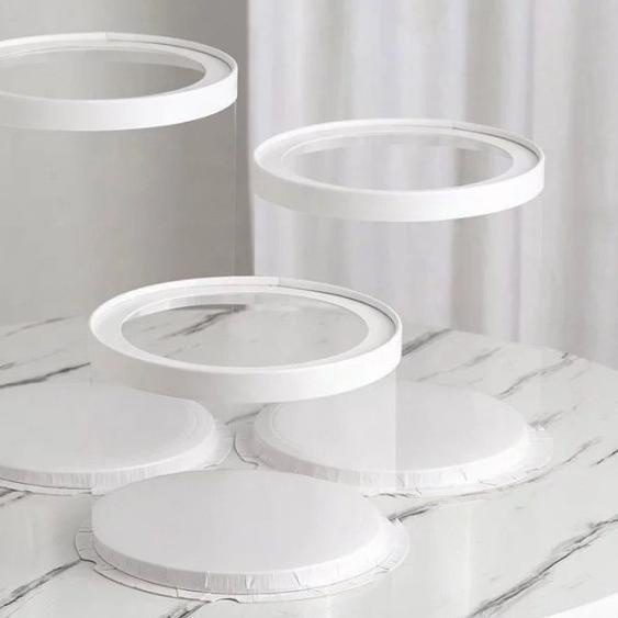 ☑ KOTAK TRANSPARAN BULAT CAKE BOX MIKA GIFT BOX MIKA ATAP TRANSPARAN SIZE 22 DAN 26 CM KOTAK KUE TRA