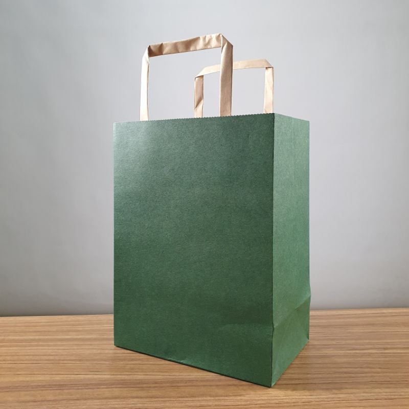 Paper Bag Warna Hijau / Flat / 20 x 12 x 26 | Shopee Indonesia