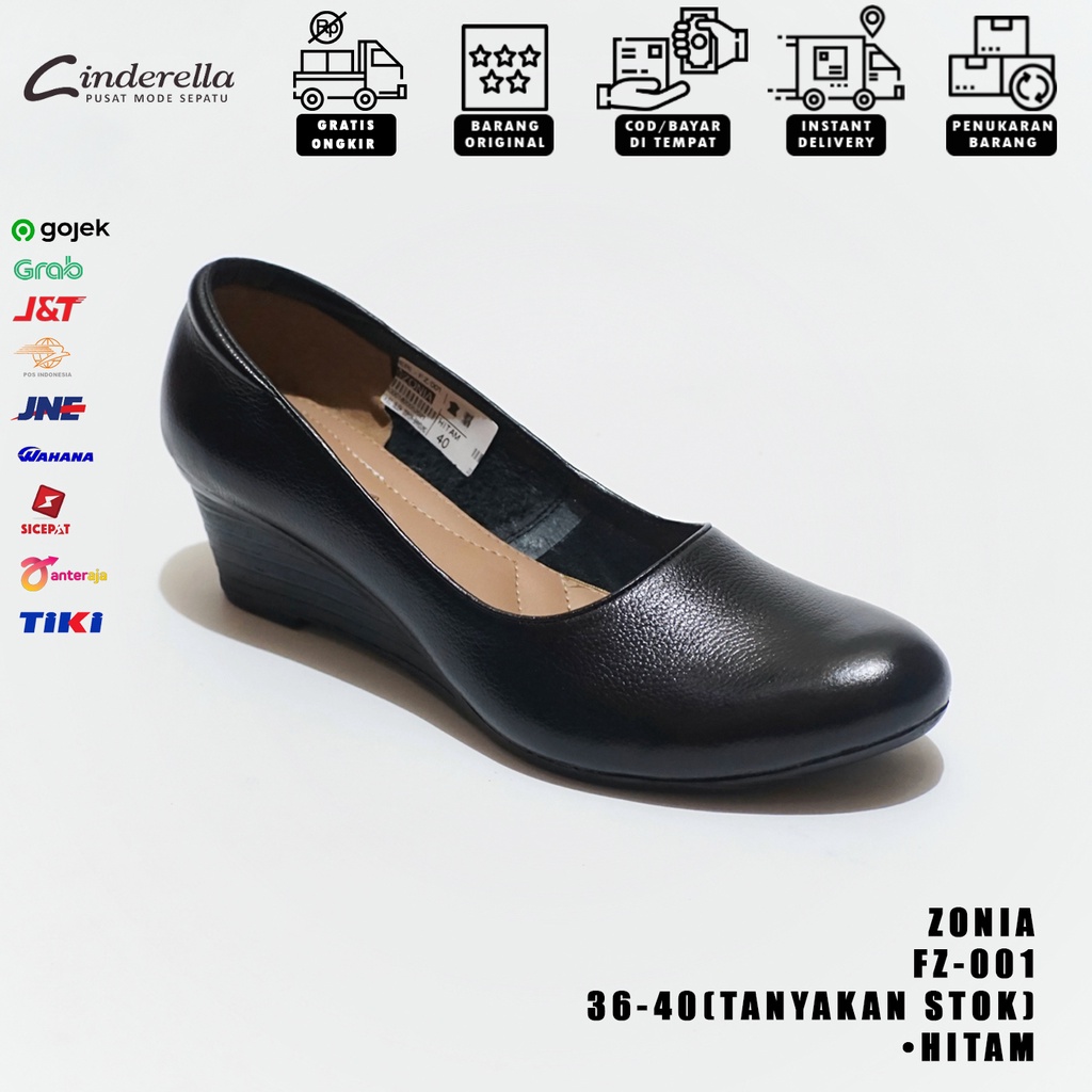 Sepatu Wedges Wanita Zonia FZ-001 Hitam