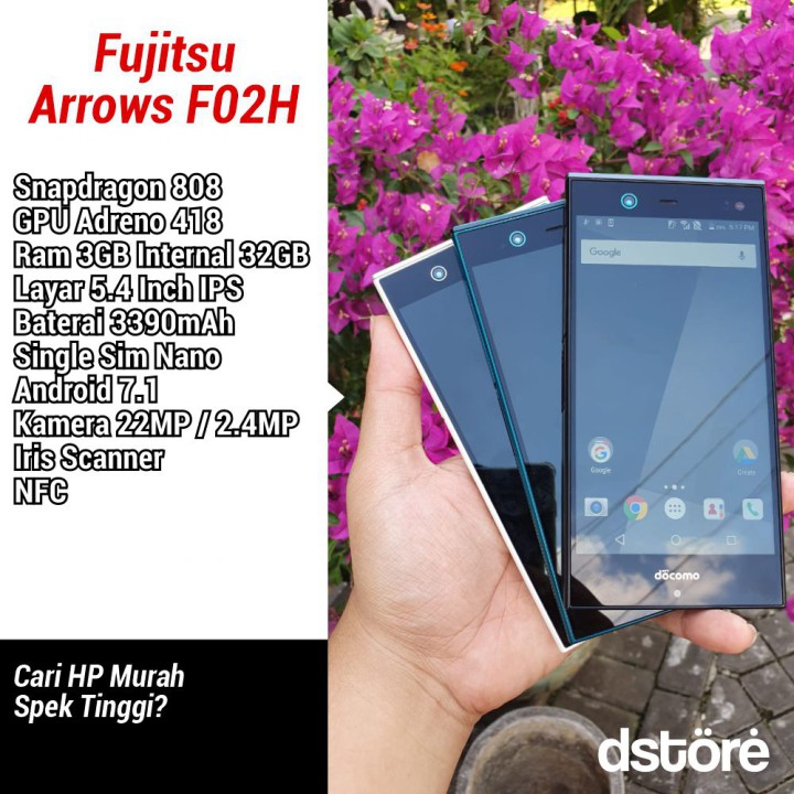 Fujitsu Arrows F02H 3/32 4G LTE Indonesia Seken Second Bergaransi