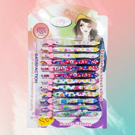 Pinset cabut bulu eyelash warna motif bunga