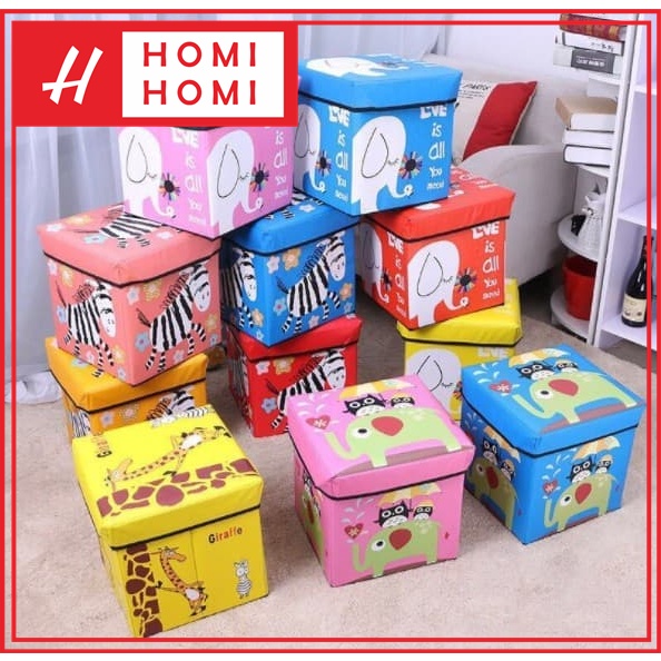 HomiHomi SB004 - Animal Storage box  Storage Stool  Tempat Mainan Ukuran 30cm