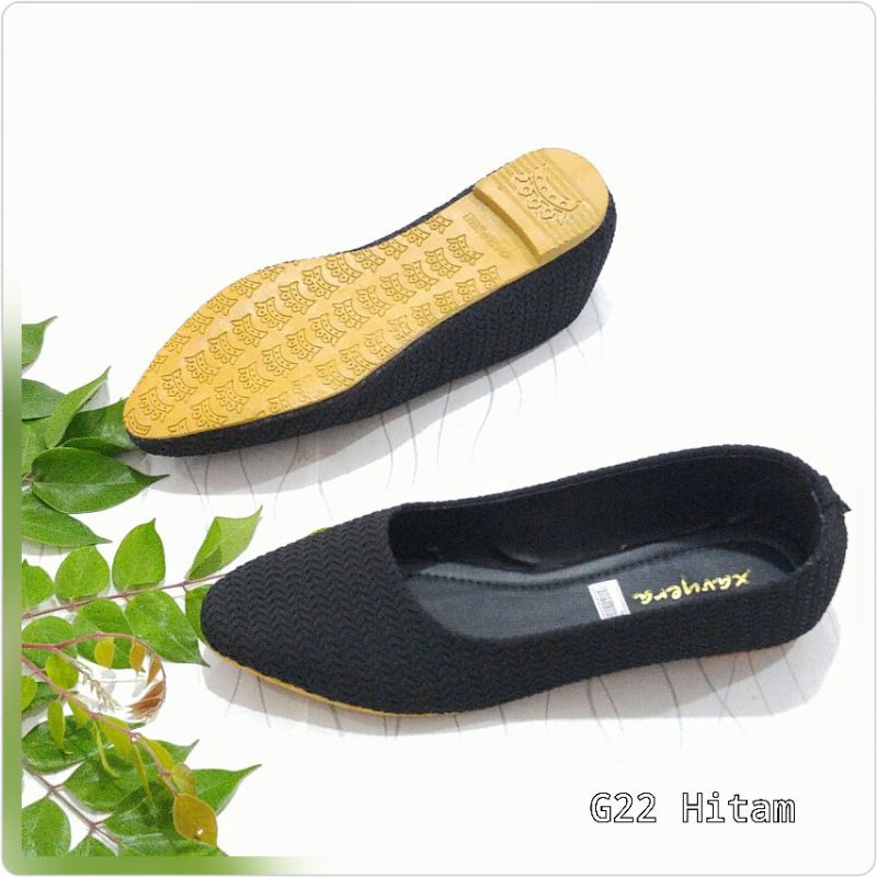 Borneo Sepatu Flat Flatshoes Sepatu Wanita Bahan Kanvas Tebal by Xavyera kode g22