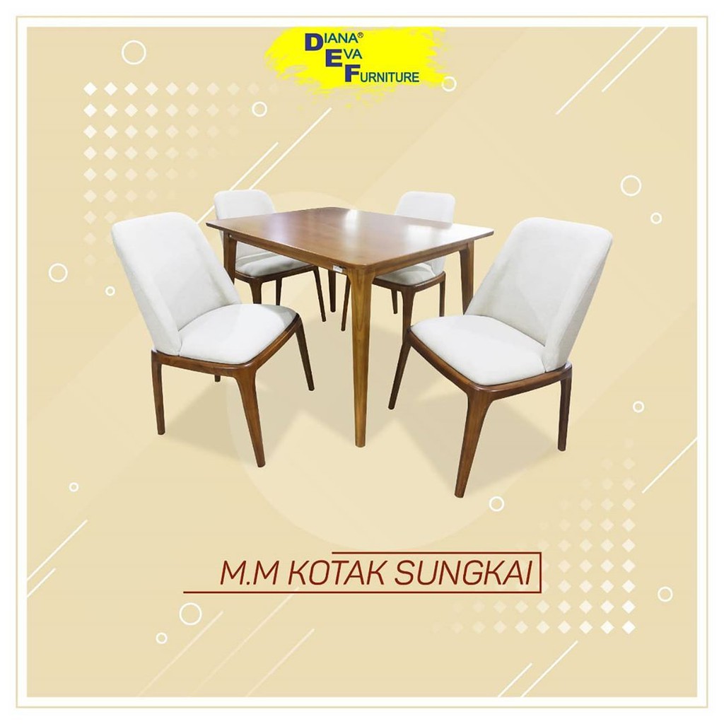 Dining Set KOTAK SUNGKAI (Meja Makan + 4 Kursi Makan)