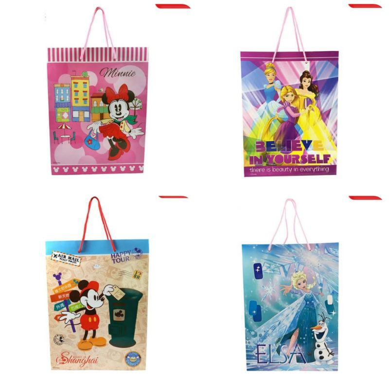 

SANSAN WAWA Medium PaperBag Goodie Bag Pesta Ulang Tahun Mickey, Minnie, Princess, Frozen Elsa