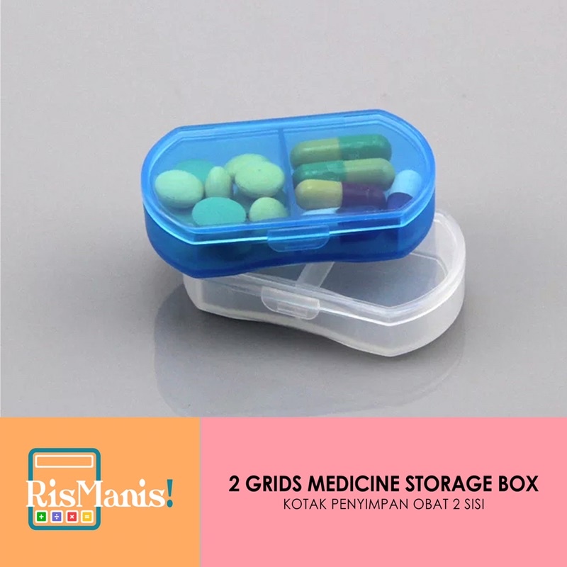 2 GRIDS MEDICINE STORAGE BOX - Kotak Penyimpan Obat Kapsul Tablet 2 Sisi Praktis Serbaguna Traveling