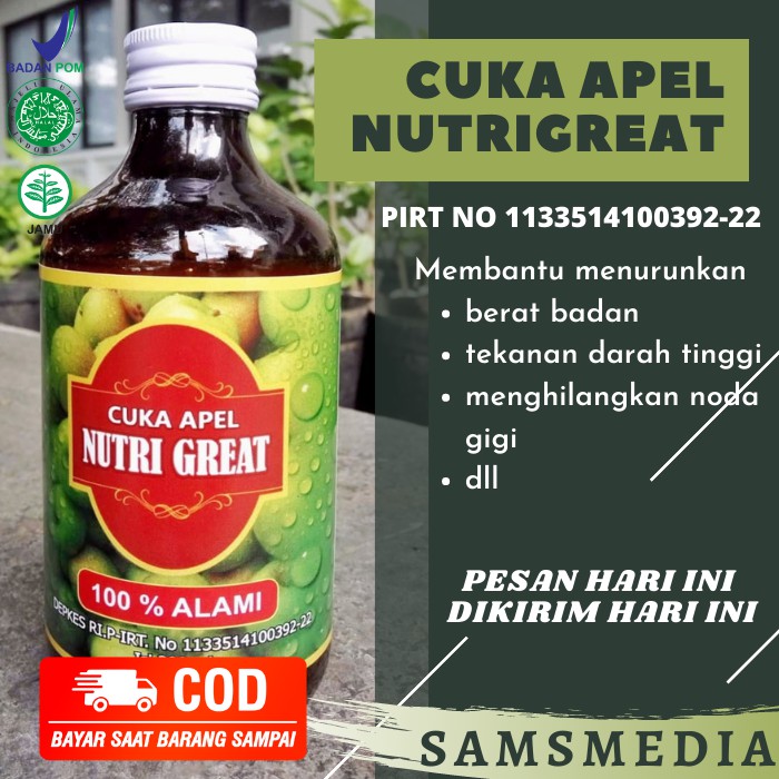 CUKA APEL | NUTRI GREAT | Cuka Buah Tanpa Pengawet | Multi Khasiat - Samsmedia