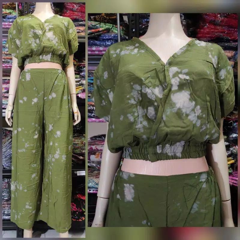 SETELAN BALI KIMONO CROP TIEDYE