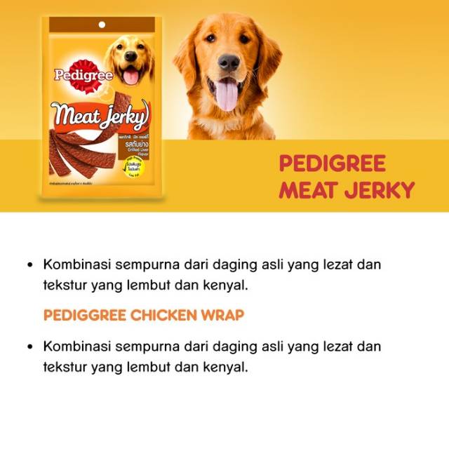 Pedigree Meat Jerky Smokey Beef 80gr Makanan Anjing