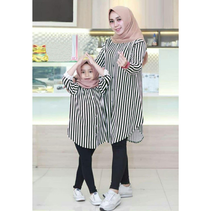 [MK TUNIK SALUR FT]Tunik couple ibu dan anak katun varian warna - Hitam