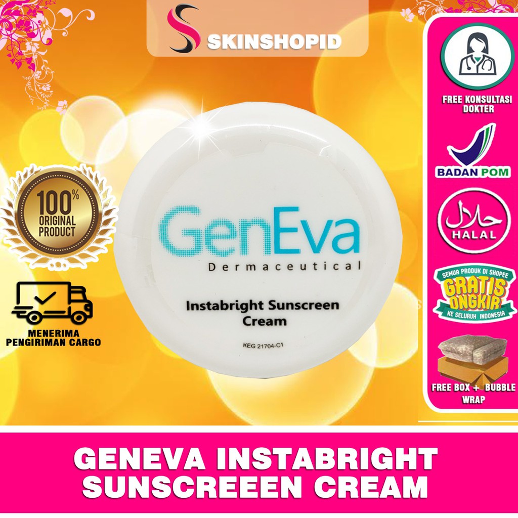 GenEva Instabright Sunscreen Cream 12.5gr Original / Tabir Surya Pencerah BPOM Aman