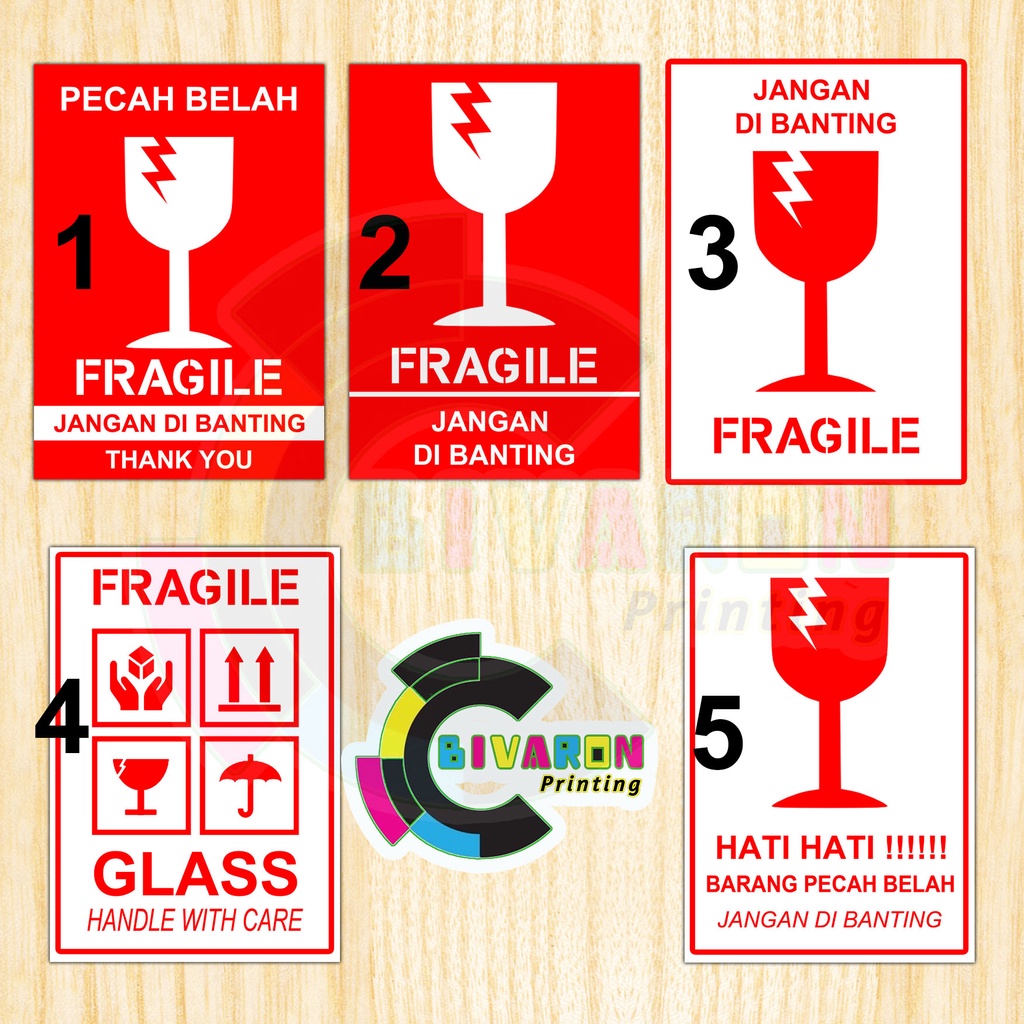

Stiker fragile/label/stiker peringatan 8x6cm 100pcs