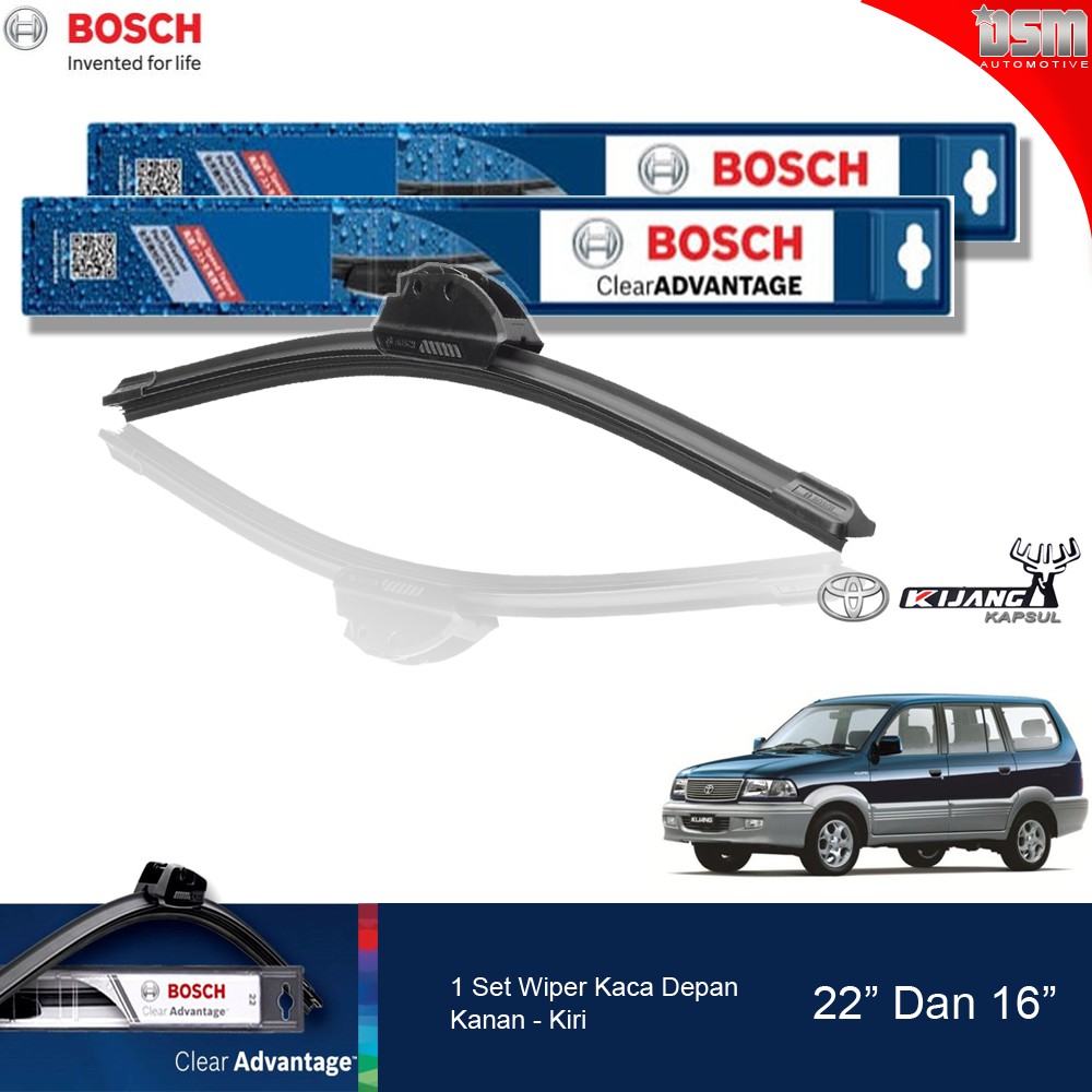 Bosch Clear Advantage Frameless / Wiper Frameless Toyota Kijang Kapsul 22&quot; dan 16&quot; / Wiper Kijang