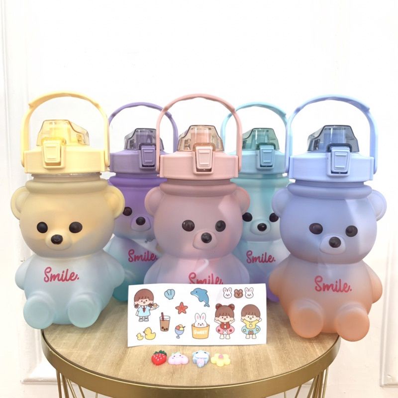 Botol Minum sekolah paud tk anak sd botol sedotan tali Gemoy Botol Minum Karakter lucu