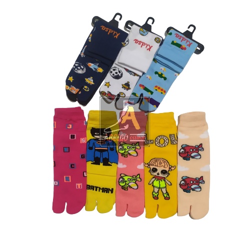 (6 &amp; 12 pasang) kaos kaki jempol anak motif lucu cewek &amp; cowok usia 4-12 th /sudah dikemas rapi/kaos kaki jari anak nylon/kaos kaki jempol motif lucu