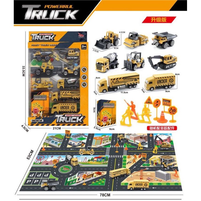 Diecast Mobil Truck Metal Koleksi Mainan set Anak laki laki Super Powerful Construction Playmart